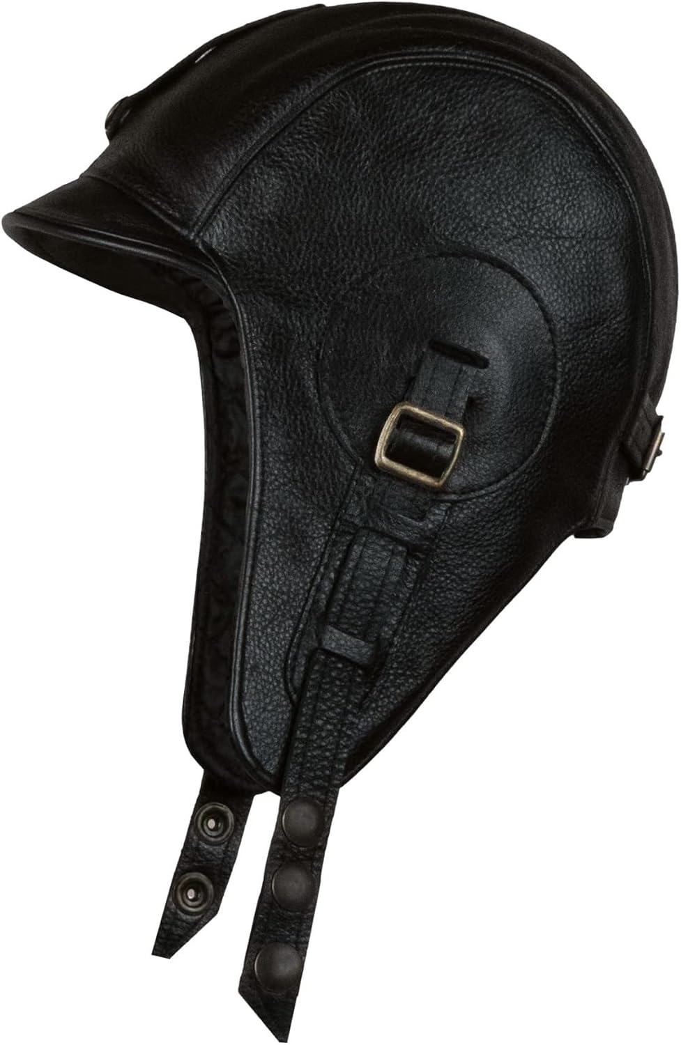 Real Leather Aviator Hat, Black Leather Helmet, Pilot Cap, for Men and Women, Simon Model