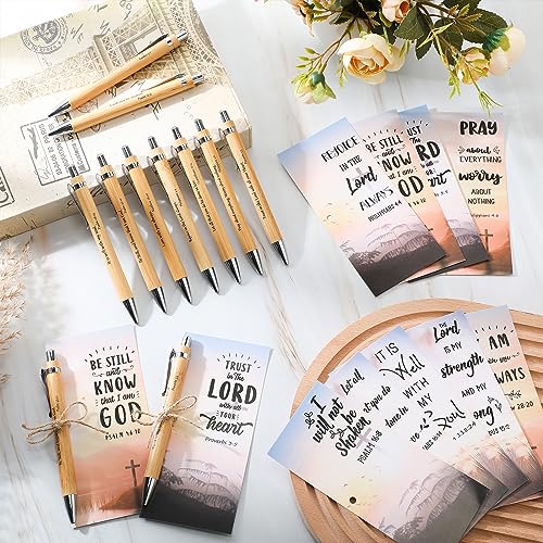 Qilery 45 Sets Christian Gift Bulk Bible Verses Bamboo Pens Inspirational Religious Bookmarks Scripture Quote Cards Christmas Church Gift for Women Men Pastor Sunday School Supplies by Qilery - Used condition - Image 6