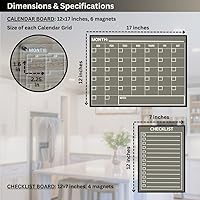 Vista 5 de Magnetic Acrylic Calendar for Fridge Set - Magnetic Fridge Calendar Dry Erase Planner with Checklist Planning Board - Refrigerator Weekly Monthly