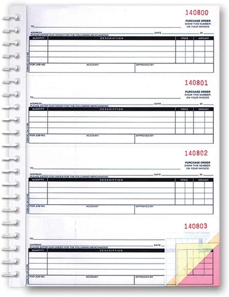 Purchase Order Book (3Part Forms) (Book of 200 POs) Amazon.ca