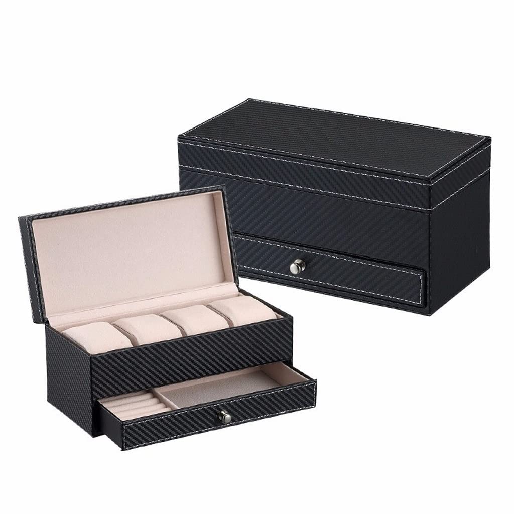 ANVLOJRIH Watches Box Multifunctional Double-layer Watch Box with Drawer, Six-digit Watch Storage Box, Watch Display Box, Jewelry Box, Travel Box Watch Box(A)