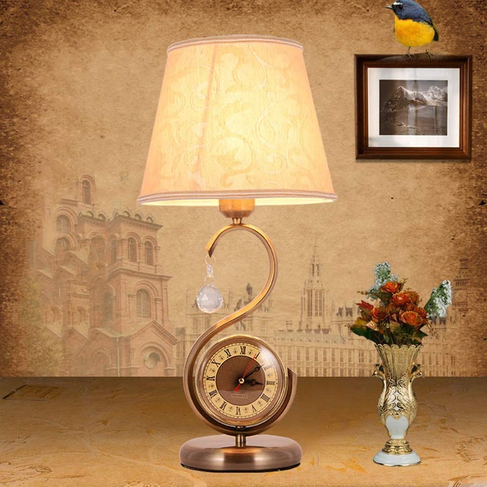 Lampe de Bureau, Lampe de Table de Style européen, Lampe de Chevet de Chambre à Coucher, personnalité rétro avec horloges, Salle d'étude, Cadeau, Lampe de Table en Fer forgé, Lampe de Lecture,