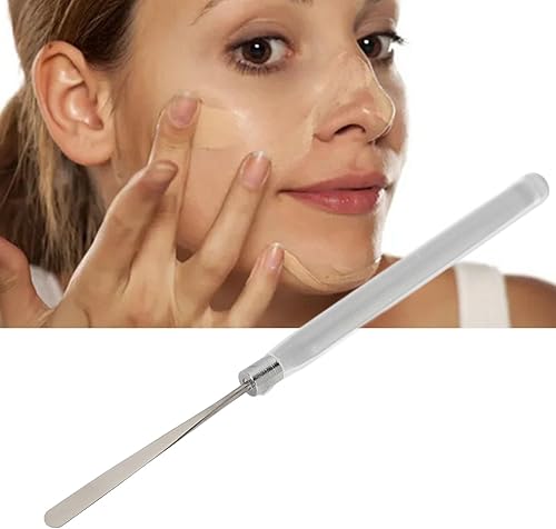 Tyenaza 3Pcs Makeup Foundation Spatula, Color Blending Stainless Steel Transparent Handle Nail Gel Spatula Stirring Rod