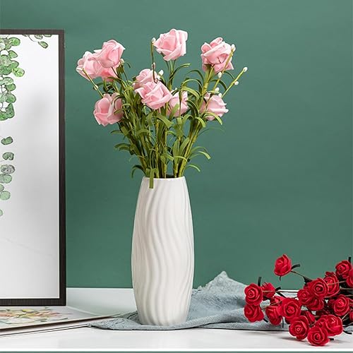 Miniatura 5 de Jarrón de cerámica, 8 pulgadas de alto, florero artístico de estilo clásico para chimenea, dormitorio, cocina, sala de estar, centros de mesa,