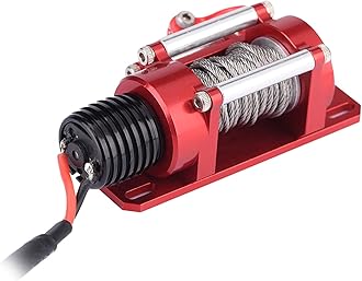 RiToEasysports RC Winch, 1/10 Metal RC Crawler Winch Mini Electric Metal Winch Accessory for SCX10 D90 D110 TF2 KM2