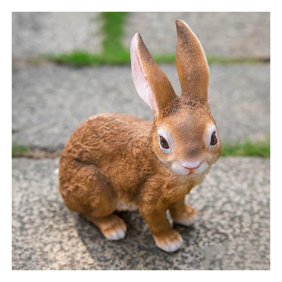 TSKIQQLQ Garden Decor Cute Bunny Garden Statue Figurines Standing Resin Rabbit Animal Statues for Outdoor Gardening Gifts(Brown B)