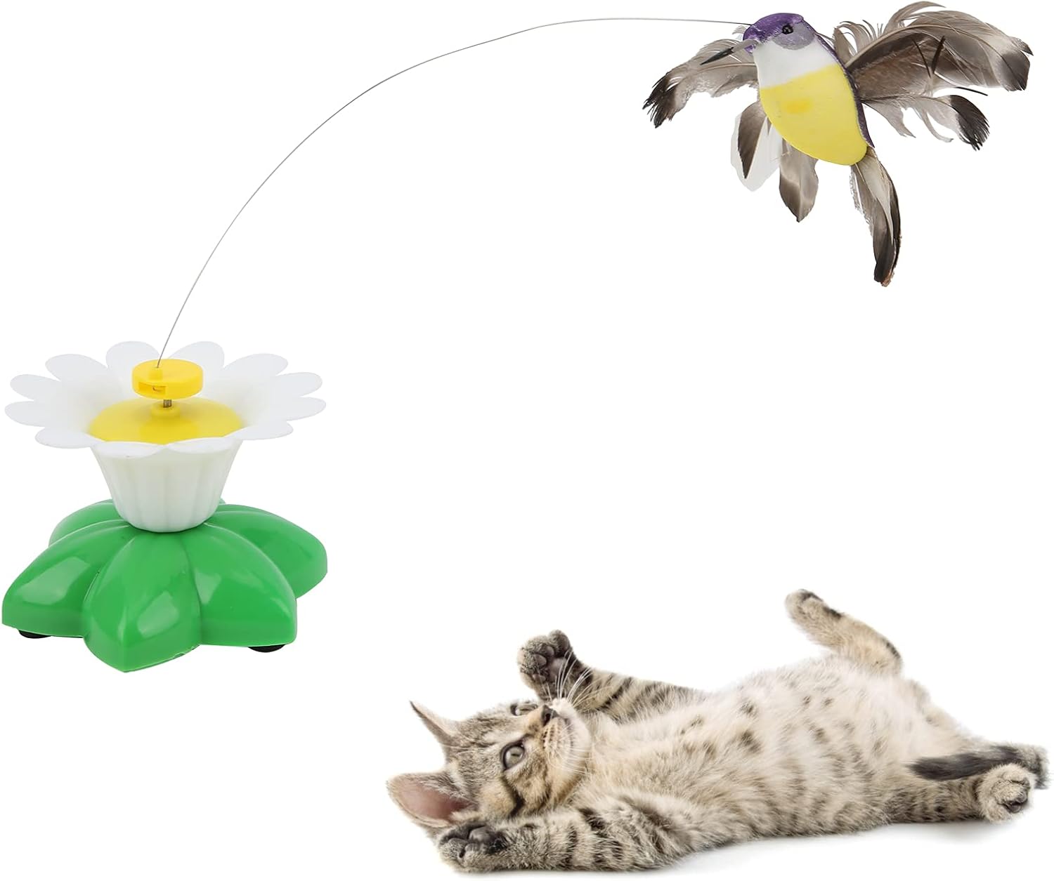 RvSky Portable pet toys Electric Flying Bird Cat Toy Lifelike Flying