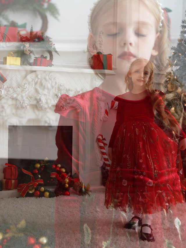 Weihnachtskleid Mädchen Rot, Prinzessin Kleid Mädchen, Samtkleid Mit