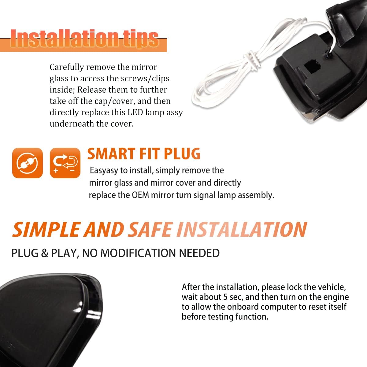 ADIIL Switchback White/Ameber LED Side Mirror Marker Turn Signal Light & DRL Assembly Compatible with Dodge Ram 1500 2500 3500 4500 5500 Smoked Lens Amber&Red Light