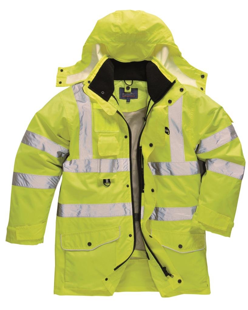 Portwest US427 Hi-Vis Waterproof 7-in-1 Traffic Safety Jacket Yellow, 3X-Large