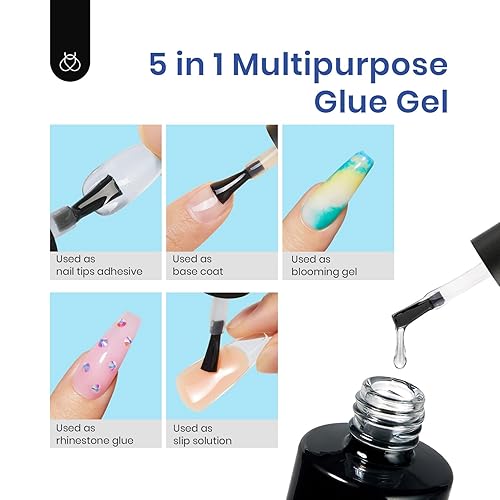 Miniatura 5 de Beetles - Kit de extensión de uñas de gel fácil con 500 puntas de uñas de gel suave, forma de ataúd 2 en 1, base de pegamento de uñas y lámpara LED