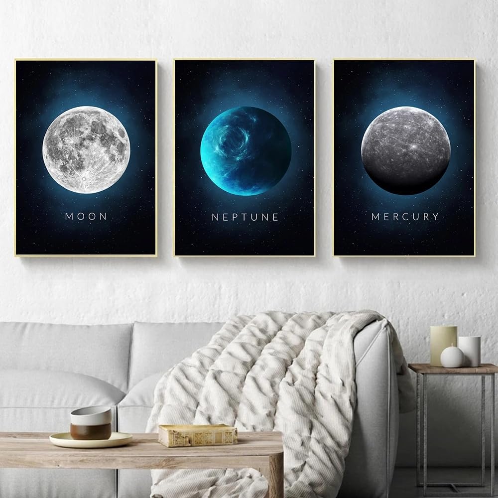 Impression murale planète Mars Saturne Uranus affiche AmNooL