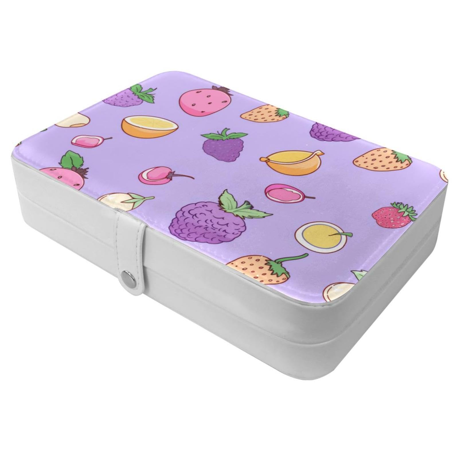 Boîte à bijoux de voyage en vacances : étui portable élégant à motif fruits pour vos bijoux