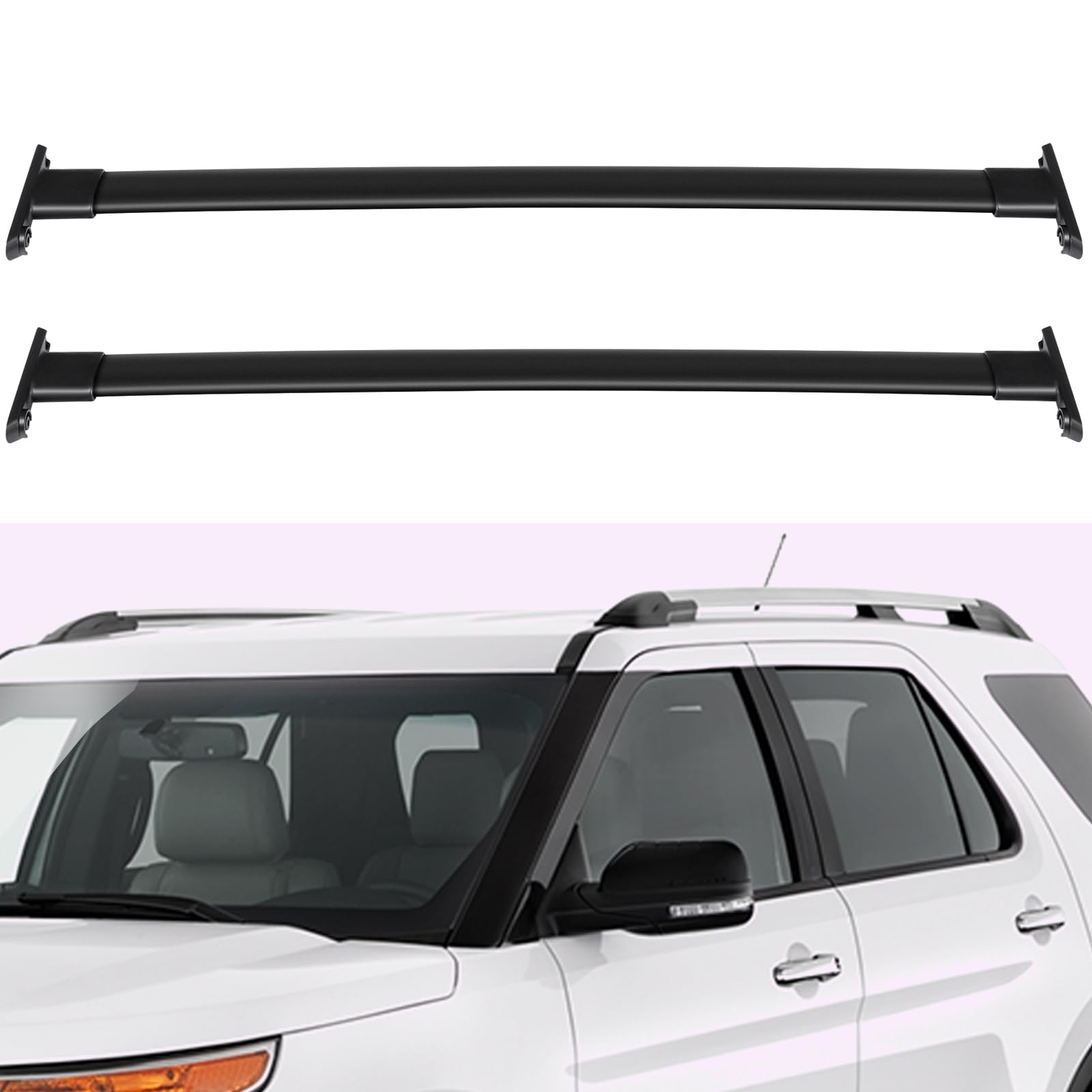 2PCS Black Roof Rack Crossbars for Ford Explorer 2.0L / 3.5L 4Doors 2011-2015 (Fits Side Rails Models ONLY) AZHZ Aluminum Alloy Roof Rack Crossbars