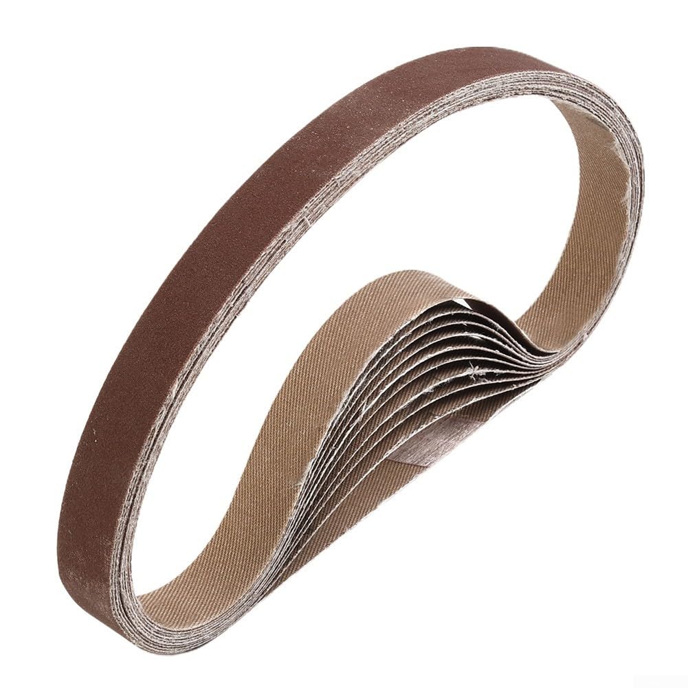 Juego de bandas de lija de óxido de aluminio de 15 x 452 mm, grano 60-600, para amoladora duradera para pulido de madera, metal, plástico, vidrio y piedra (600)