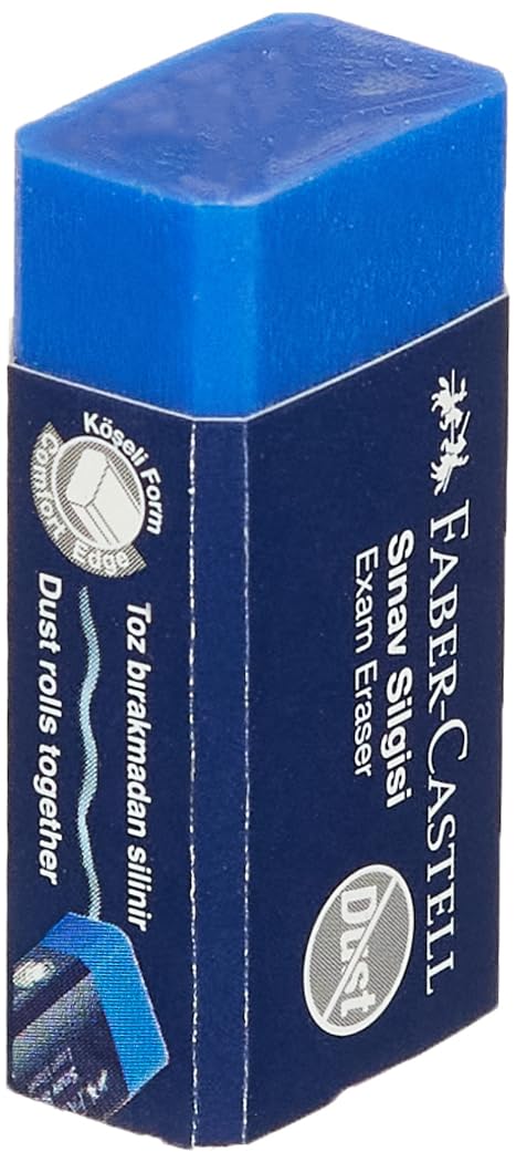 Faber-Castell Sınav Silgisi, 24’lü, Mavi Renk, Kurşun Kalem İzlerini Kolayca Silen, Doğa Dostu ve Kullanışlı Tasarım