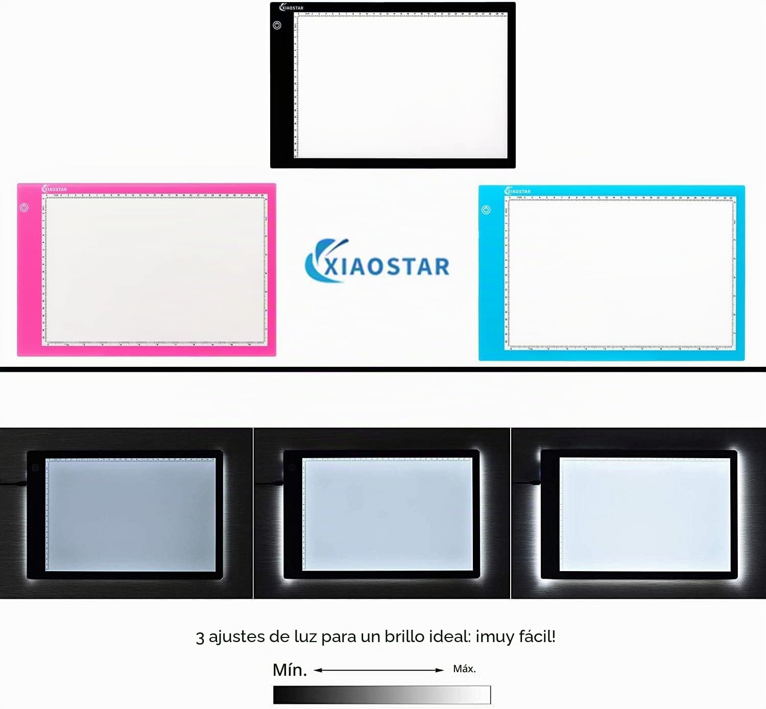 Mesa de Luz de Dibujo LED,Tableta de Luz LED,Tablero de Pintura de Diamante Ultrafino,Cable USB con Brillo Ajustable para Artistas,Animación,Dibujo,Diseño,Bosquejo,Bordado (LB-A4-it)