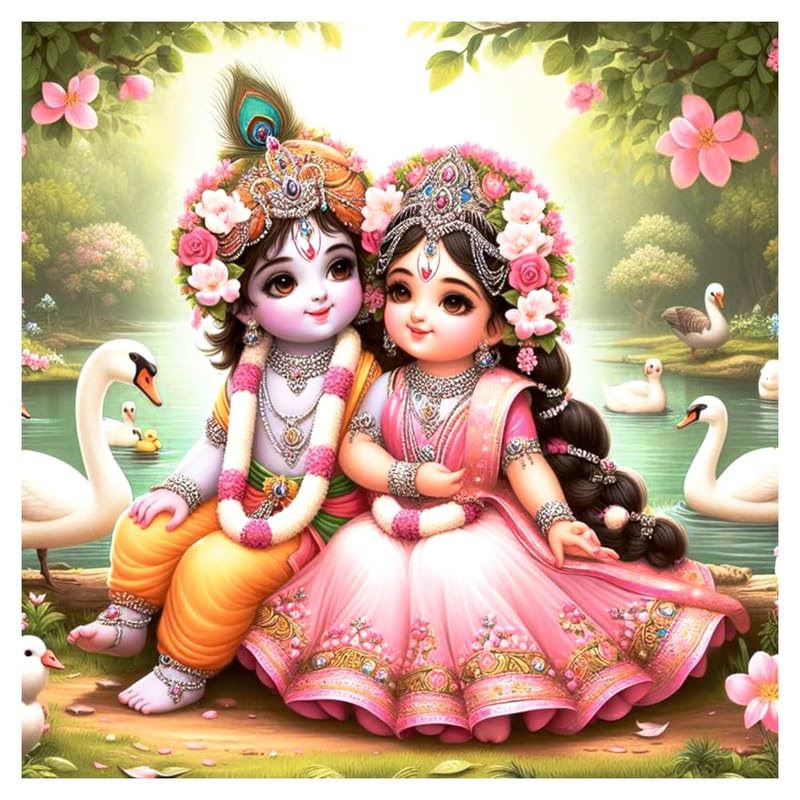 Image of British Terminal Cute little Bal Gopal Baby God Krishna| Kanha Ji | Laddu Lord Makhan Chor Painting Religious Poster for Pregnant Women for wall (matt thin vinyl,sticker,multicolor,unframed)| bj366