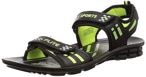 Flite Pu Boys Black F. Green Outdoor Sandals-4 Kids UK (36 EU) (PUKB02B_BKFG0004)
