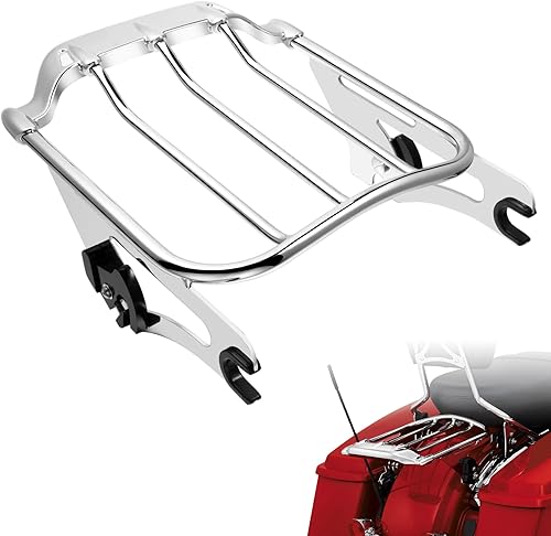 Miniatura 1 de PBYMT Portaequipajes desmontable con dos alas de aire, compatible con Harley Touring Street Glide Road King Electra Glide 2009-2023 (cromado)