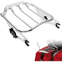 Detachable Luggage Rack Two Up Air Wing Mounting Rack Compatible for Harley Touring Street Glide Road King Electra Glide 2009-2024 (Chrome)