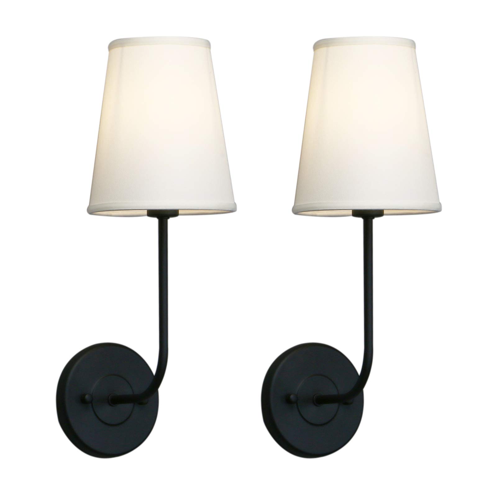 Yosoan Wandlampe Beige Trichter Stoffschirme Wandleuchte Einfache Moderne Mode Kreative Wandleuchte mit Stoffschirme (2 Stücke Schwarz Farbe)