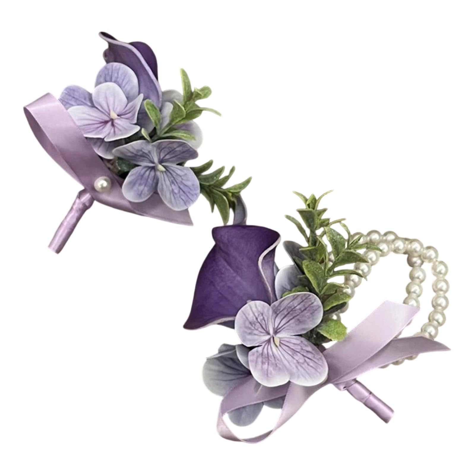 JSGHGDF Calla Corsage Flowers Wrist Flower Boutonnieres for Bridesmaids Groomsmen Parties European Artificial Calla Corsage for Weddings