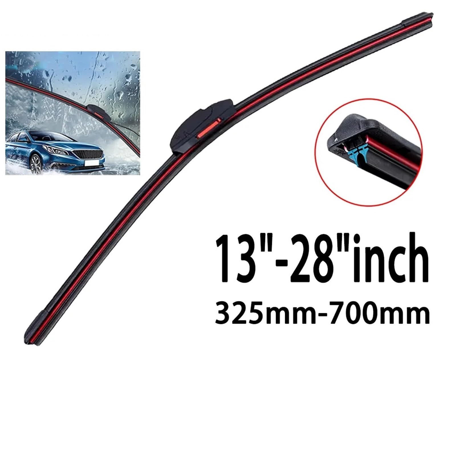 Hojas de repuesto para limpiaparabrisas Escobilla limpiaparabrisas impermeable con gancho J/U, escobilla de goma doble 13 "14" 16 "18" 19 "20" 21 "22" 24 "26" 28 "