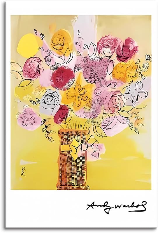 アートパネル アンディウォーホル 黄色いお花の絵 フレーム付き