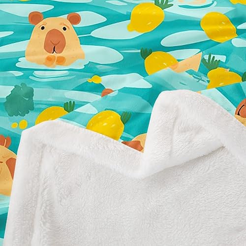 Miniatura 4 de Manfei Capybara - Manta de cama de roedores de América del Sur para niños y niñas, decoración de habitación, bonita manta naranja animal para sofá,