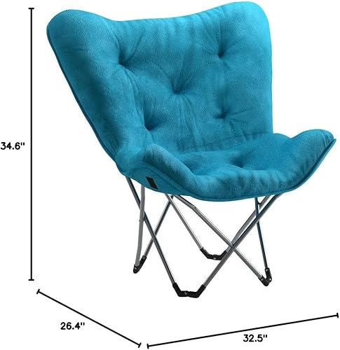 Mainstays Silla plegable tipo mariposa, de suave micro felpa., Metal, Verde azulado