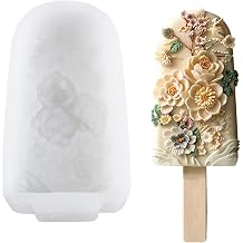 1 Pcs Popsicle Silicone Molds Flower Ice Cream Molds BPA-free Easy Unmold Chinese Style Fresh Flowers Flourishing Blossom Popsicle Silicone Molds Reusable Ice Lolly Moulds