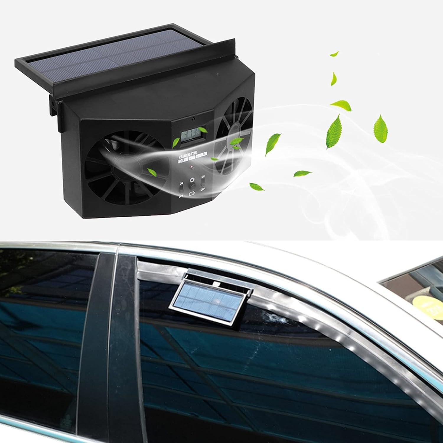 Car a ir Purifier, Car Solar Powered Window deplete Fan, Car Solar Power a ir Vent radiators Fans for Backseat or Frontseat, for General Types of Cars, Car Solar Powered Window deplete Fan