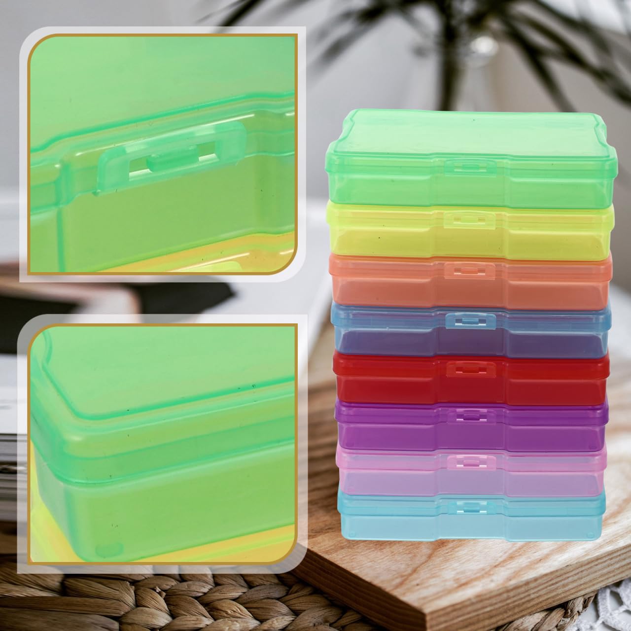 HOMSFOU Lot De 8 BoîTes De Rangement En Plastique Pour Photos 10X15 Cm Organiseur Pour Cartes Postales Et Photos Avec Couleurs Assorties Pour Usage Domestique(Couleur aléatoire)