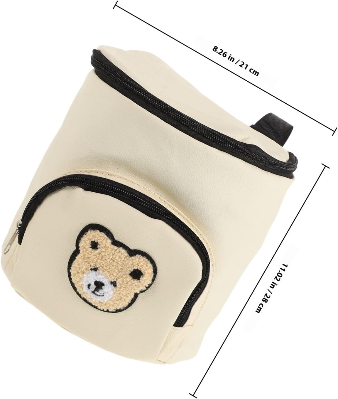 BESPORTBLE Universal Stroller Hanging Bag with Metal Hooks, Beige Bear Pattern Organizer Tote for Newborn Essentials and ’ Stroller Storage, Lightweight Diaper Bag for Busy Parents