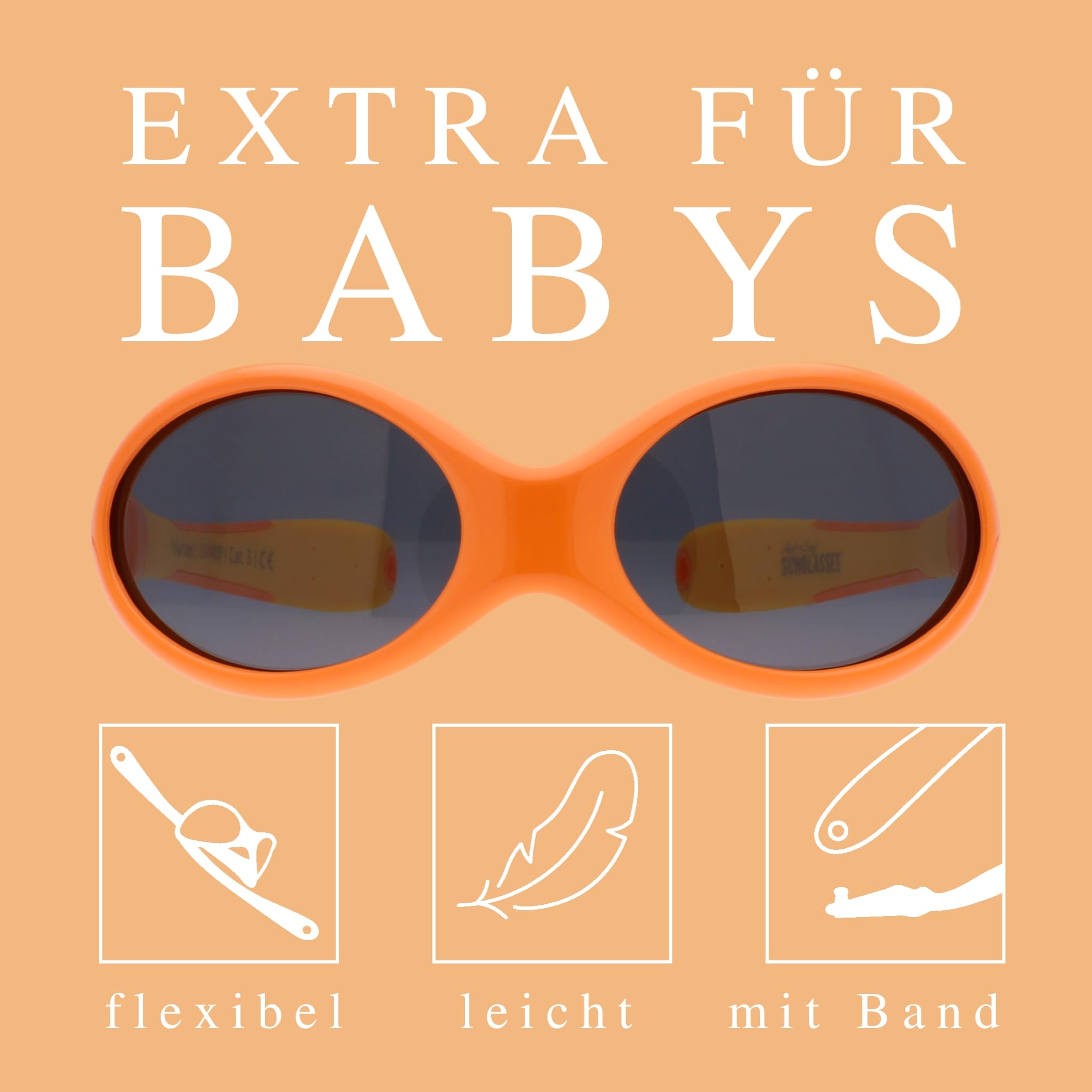 ActiveSol BABY Sonnenbrille 0–18 Monate, 100% UV-Schutz, BPA-frei, polarisiert, verstellbares Band, Prüfengel Bestnoten