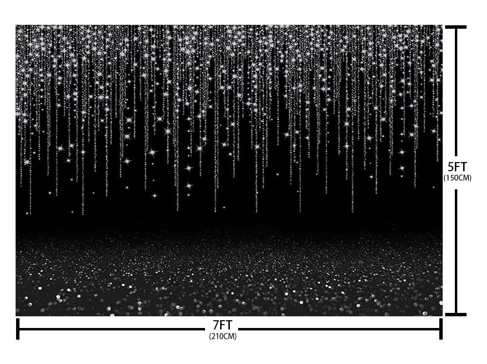 Sendy Fotohintergrund 2,1x1,5 M – Schwarz-Silber Glitzer Bokeh Für Partys, Studio, Dekoration