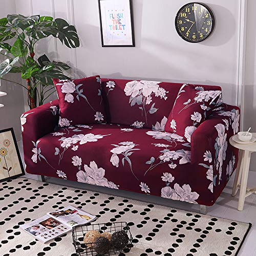 Shukii Printed Sofa Cover Stretch Couch Cover Sofa Slipcovers For 3 Cushion Couches Furniture Protector With Non Skid Foam With 1 Pillowcases (Q- Flower Series 1, 3-Seater 70-86 Inch) #TOP3