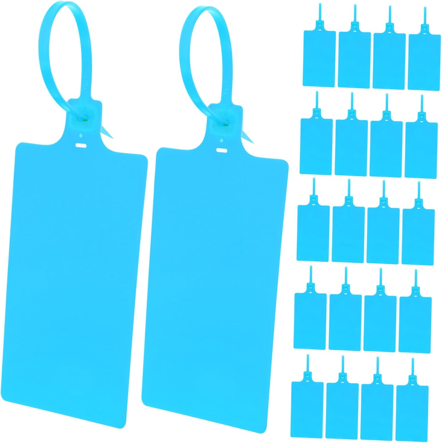 Mikinona 100pcs Blue Plastic Shipping Labels Wire Tags Cable Tags with String 5.8x100mm Luggage Labeling for Logistics Packaging
