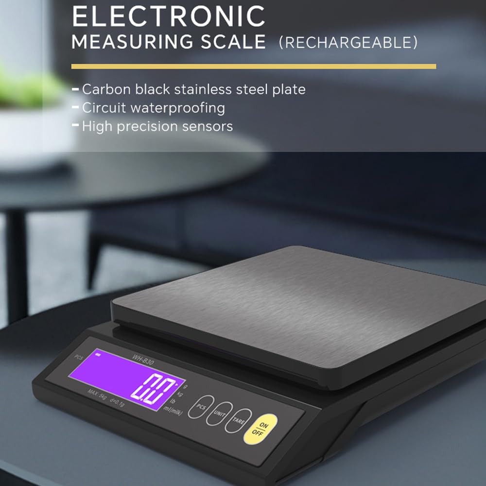 Waga kuchenna do żywności, ładowana elektroniczna waga kuchenna z liczeniem, obieraniem i zerowaniem, konwersją jednostkową, cyfrowa waga spożywcza (10 kg 1g)