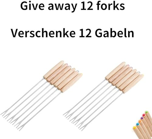 Miniatura 7 de Juego de 4 platos de fondue blancos con 12 tenedores para fondue de 10.4 in