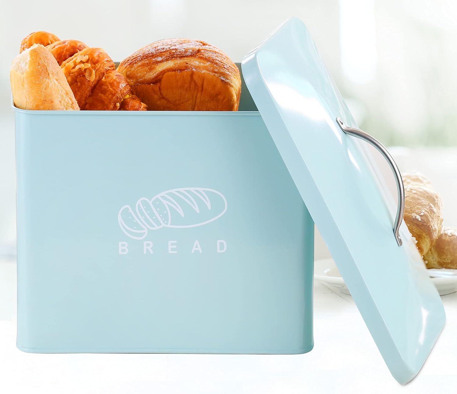Buy Metal Bread Box, Bread Bin With Lid, Holder For Loaves and Pastries, Storage Container for