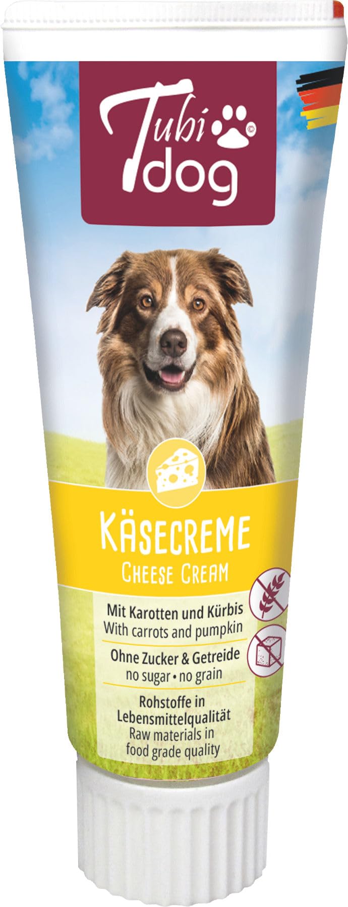 KERBL Tubidog Delikatess Käsecreme 75 g – für Hunde (Tube, als Leckerli oder Topping) 86319