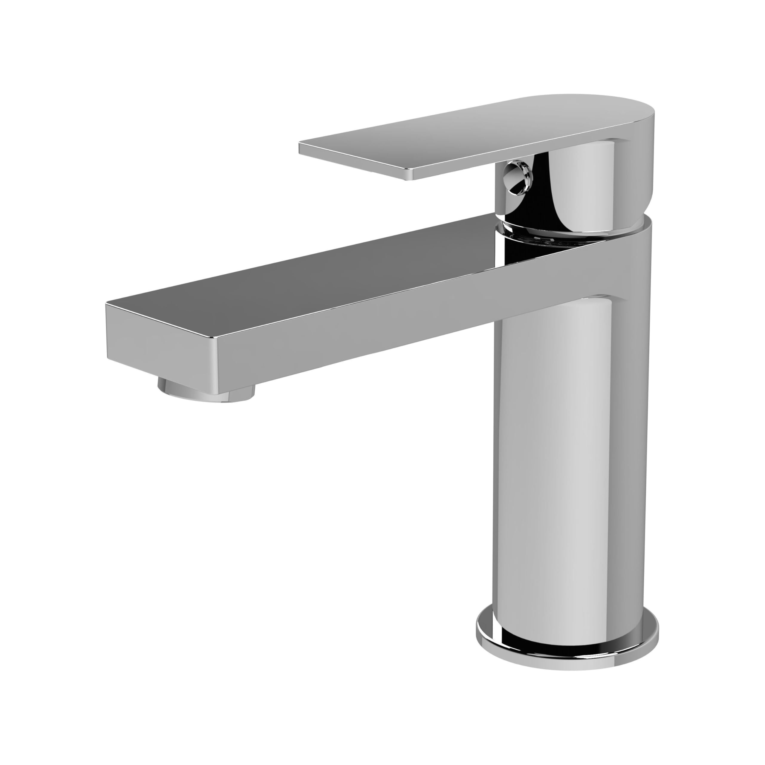 Balterley Unisex Silver Square Mono Basin Mixer Tap Push Button Waste Chrome In