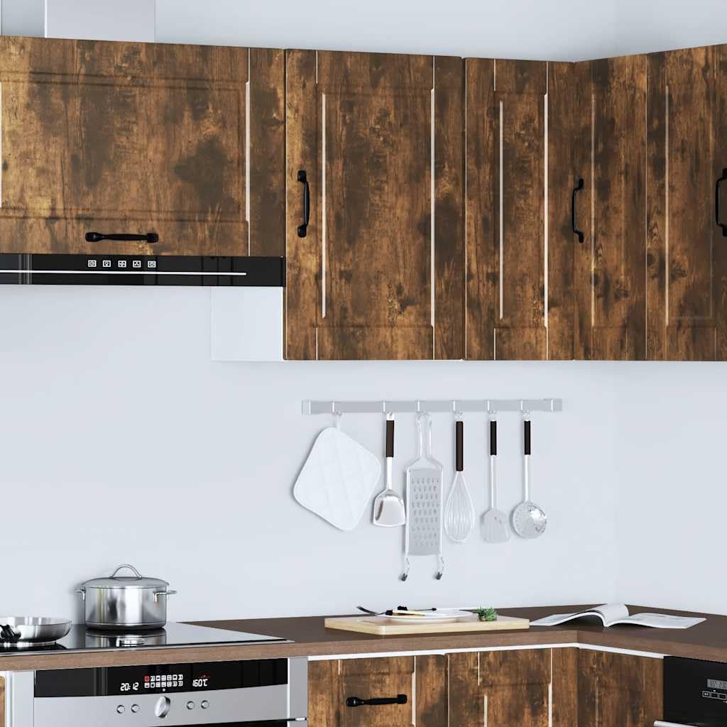 Küchen Hängeschrank Porto Räuchereiche aus Holzwerkstoff, 40 x 31 x 60 cm, mit Tür, Stauraum für Geschirr und Küchenzubehör, wandmontierter Wandschrank für Küche, Flur und Wohnzimmer