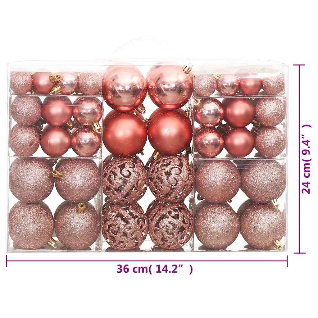 Weihnachtskugeln 100 STK Rosa und Rose Polystyrol Kugeln 3 4 6 cm matt glitzernd glänzend hohl Christbaumschmuck für Tannenbaum Zweig Dekor Advent Wohnzimmer Festtag