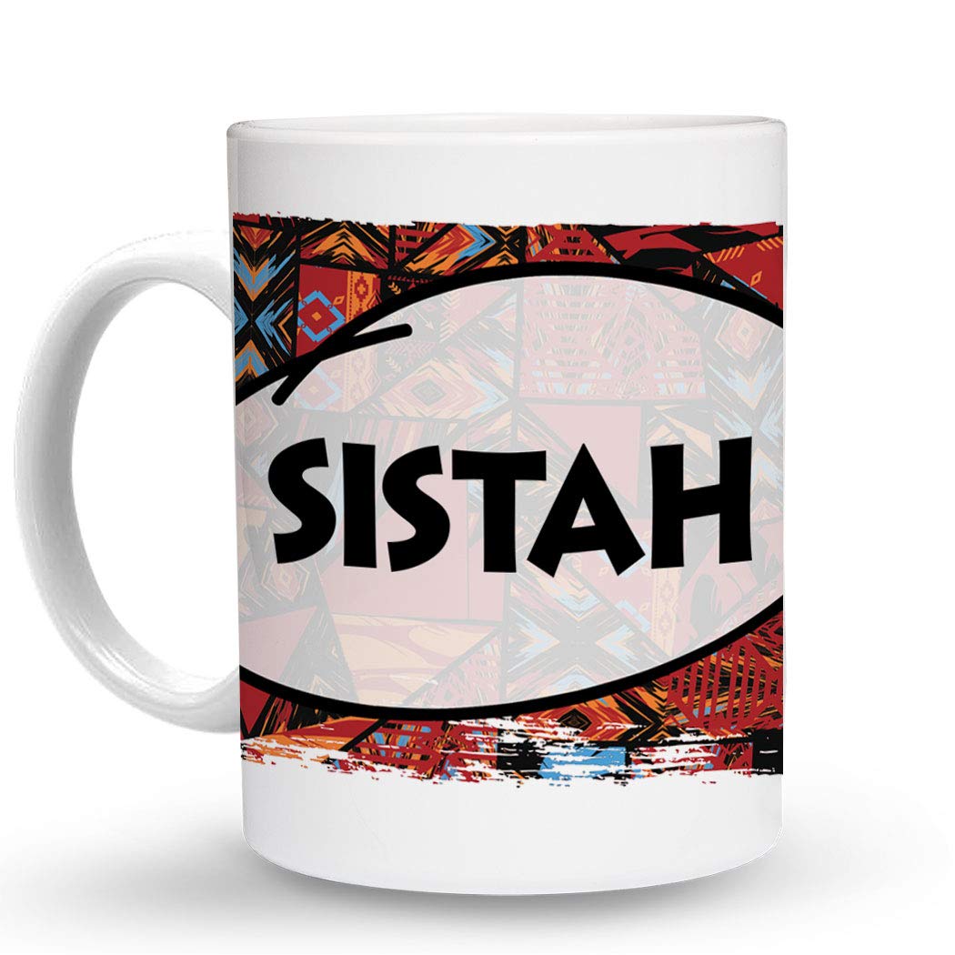 Makoroni - SISTAH Africa African - 11 Oz. Unique Ceramic Coffee Cup, Coffee Mug