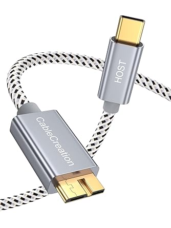 CableCreation USB C Hard Drive Cable 3.3FT, USB 3.1 C to Micro B Cable 10Gbps Type C to External Hard Drive Cable Compatible with MacBook Pro Air Galaxy S5 My Passport Elements etc, 1m Space Gray