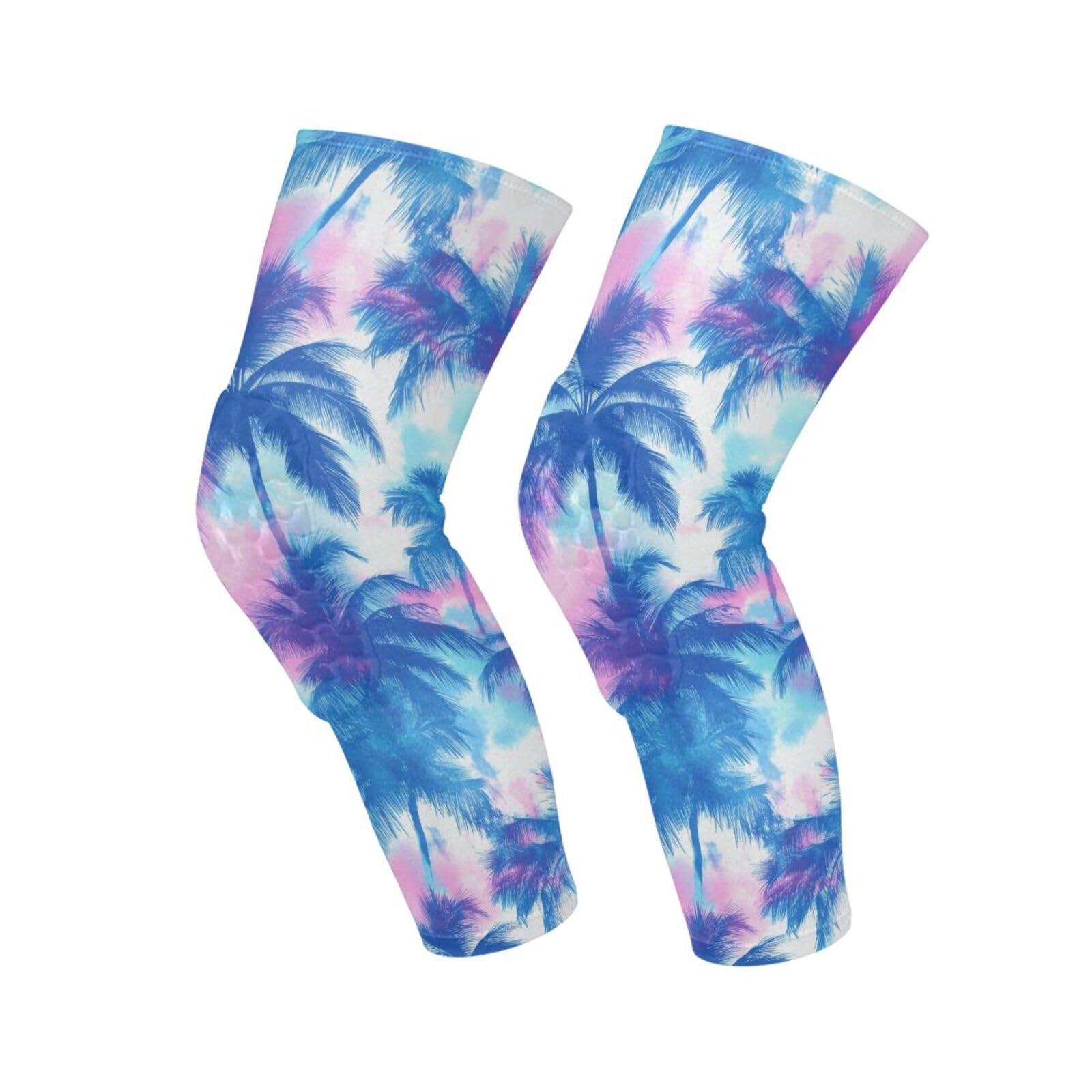 JUNZAN Tropical Tie Dyed Basketball Knee Pads for Youth Kids Wrestling Knee Pads with Sleeves Sport Kneepads for Volleyball Football