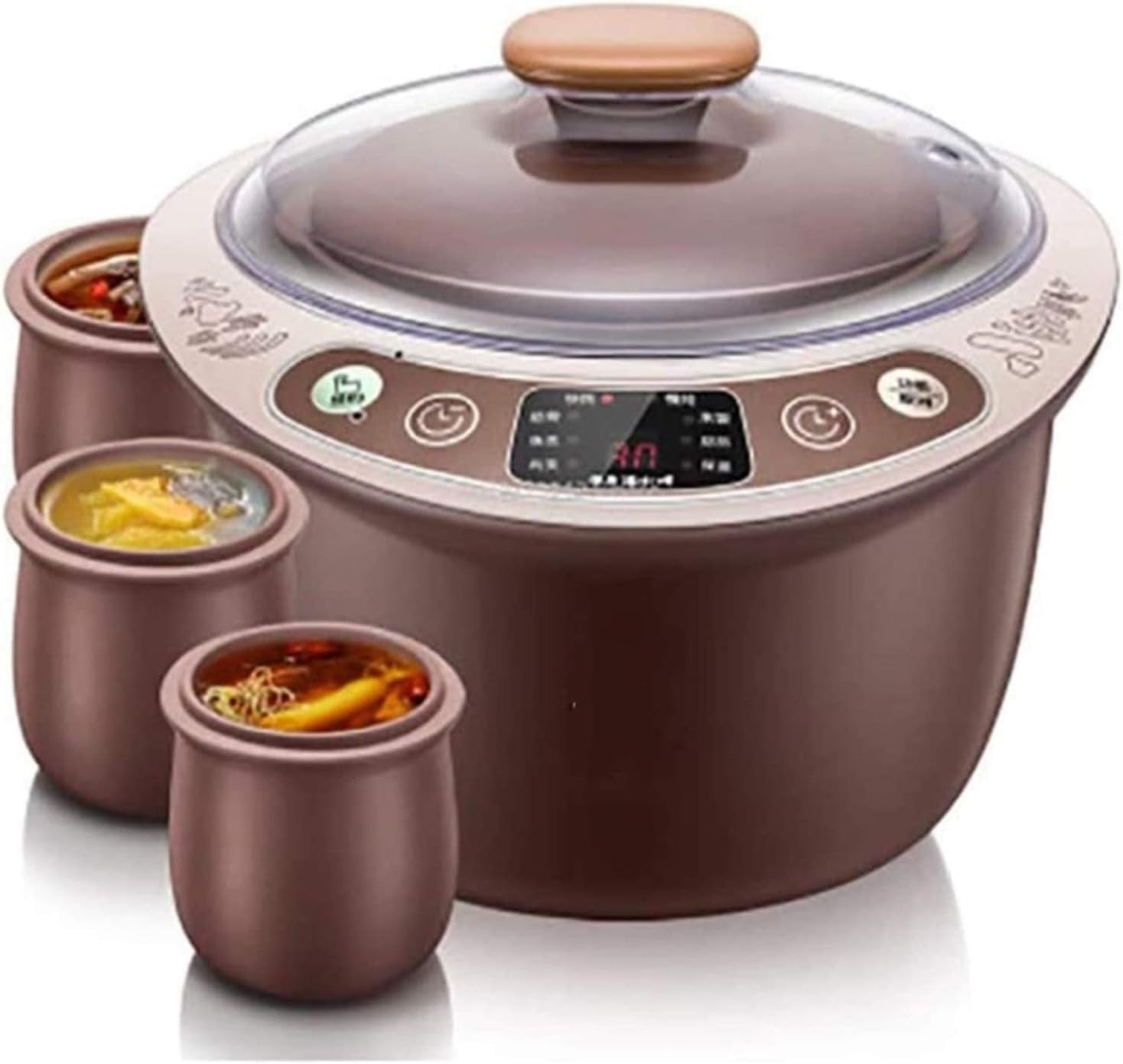 Mijoteuse 2,5 L Ménage Sain Violet Argile Mijoteuses Marqueau électrique Intelligent Pot à Ragoût Rendez-Vous Timing Marmite à Soupe - 4 Pot Adapté pour La Cuisson à La Vapeur Ragoûtgoûter